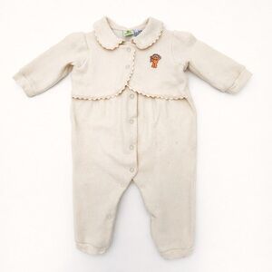 Vintage Y2K Sesame Street Zoe Waffle Knit Baby Romper 6-9 Months Cotton